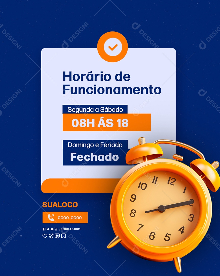Manutenção Informática Horário de Funcionamento Social Media PSD Editável