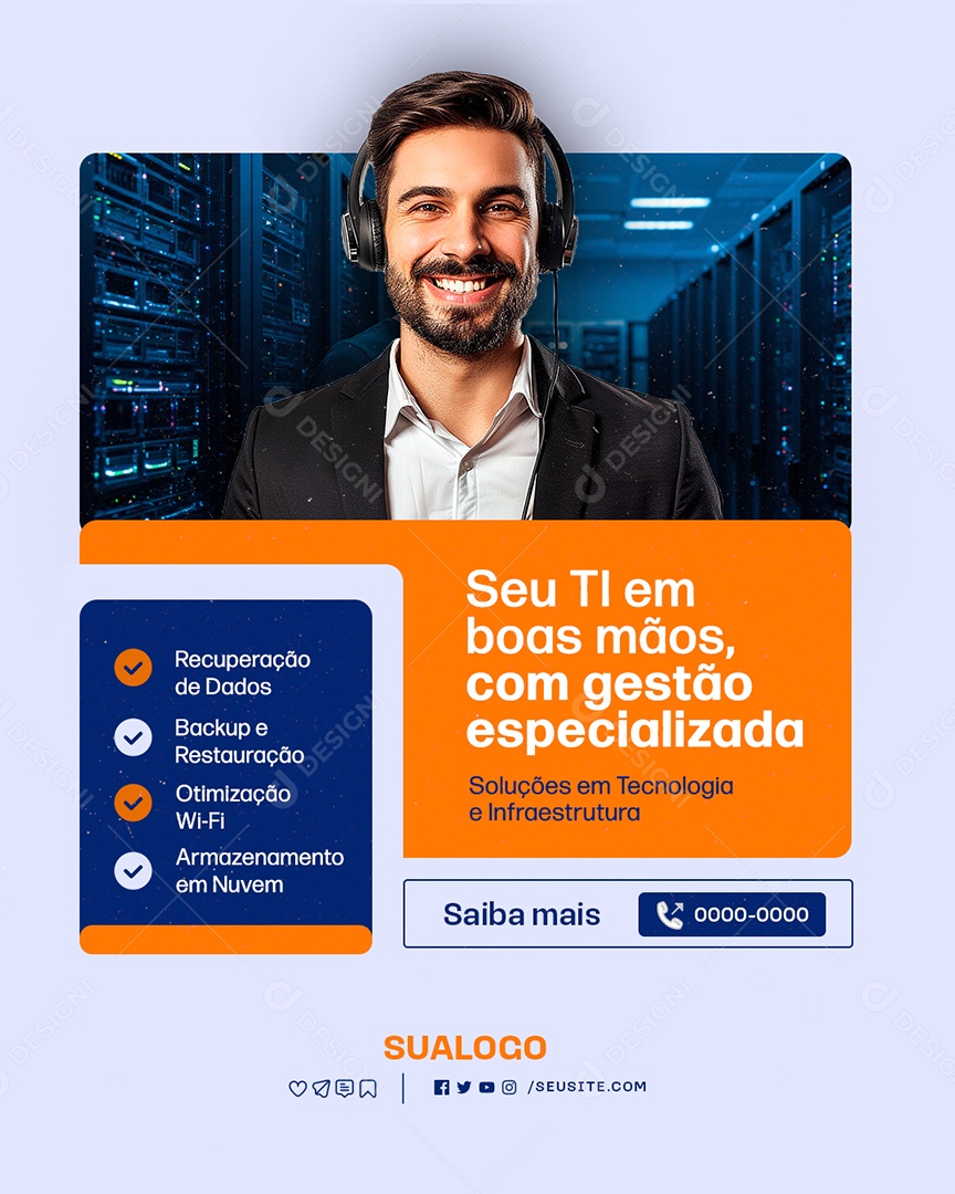 Manutenção Informática Seu TI em Boas Mãos Social Media PSD Editável