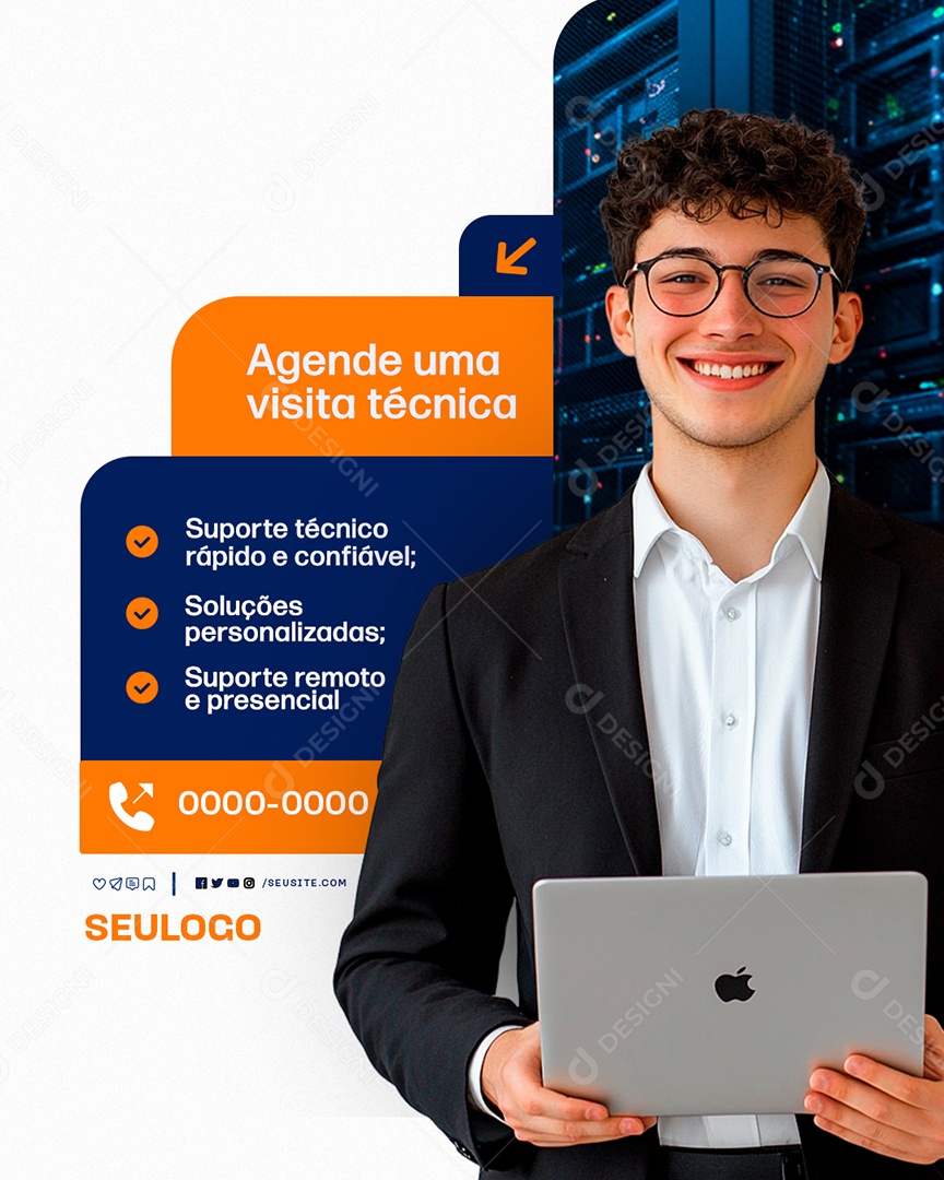 Manutenção Informática Agende uma Visita Técnica Social Media PSD Editável