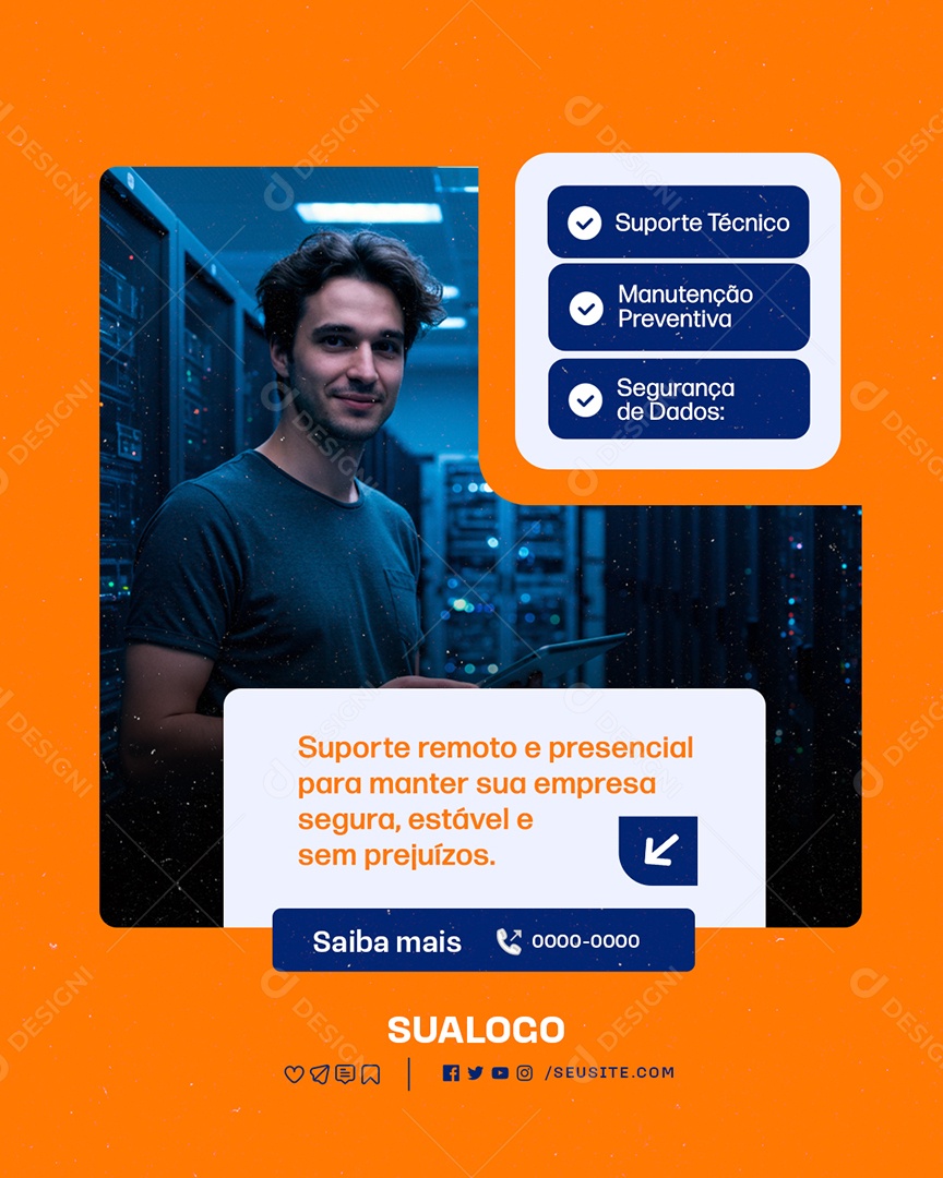 Manutenção Informática Suporte Técnico Social Media PSD Editável