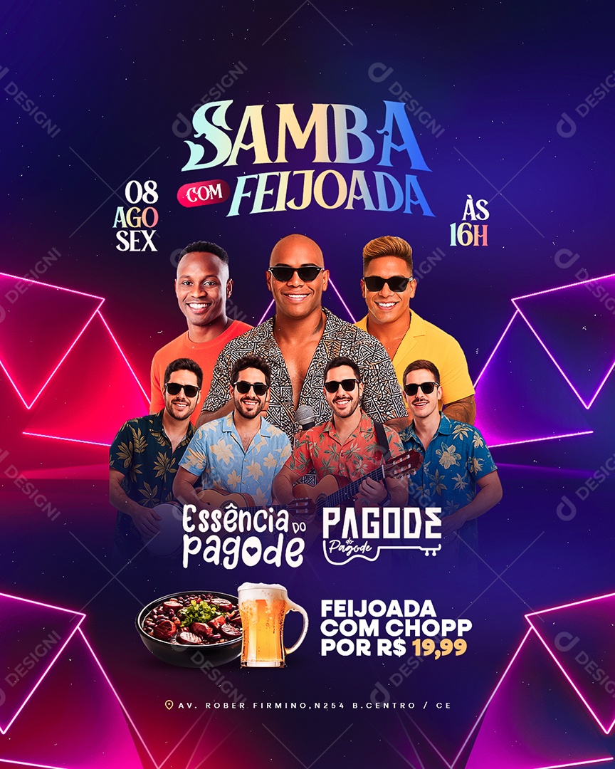Flyer Samba com Feijoada Social Media PSD Editável