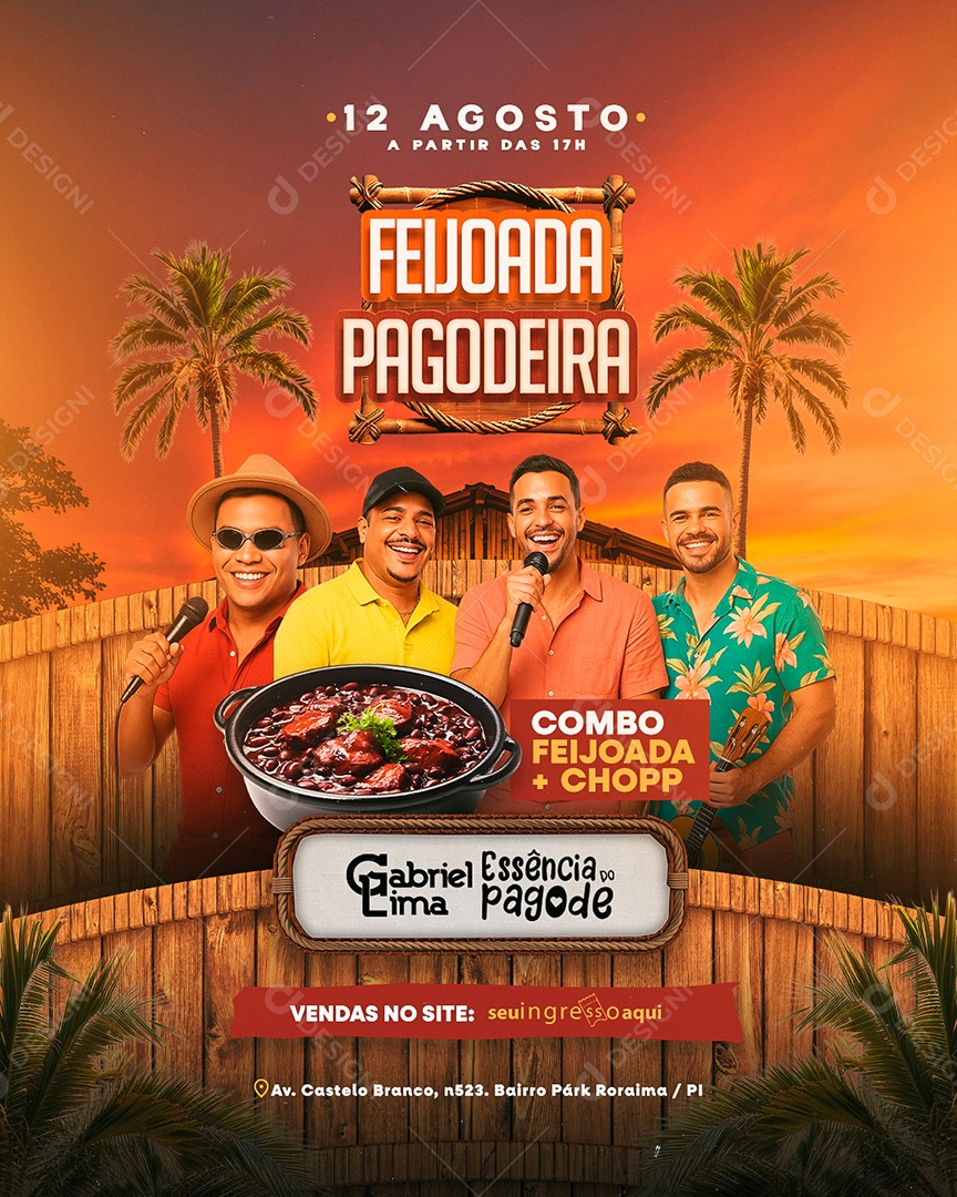 Flyer Feijoada Pagodeira Social Media PSD Editável