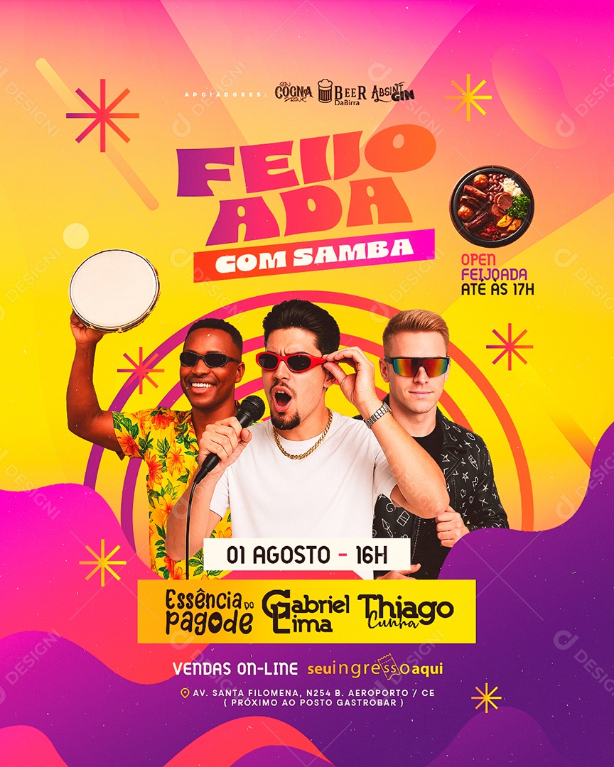 Flyer Feijoada com Samba Social Media PSD Editável