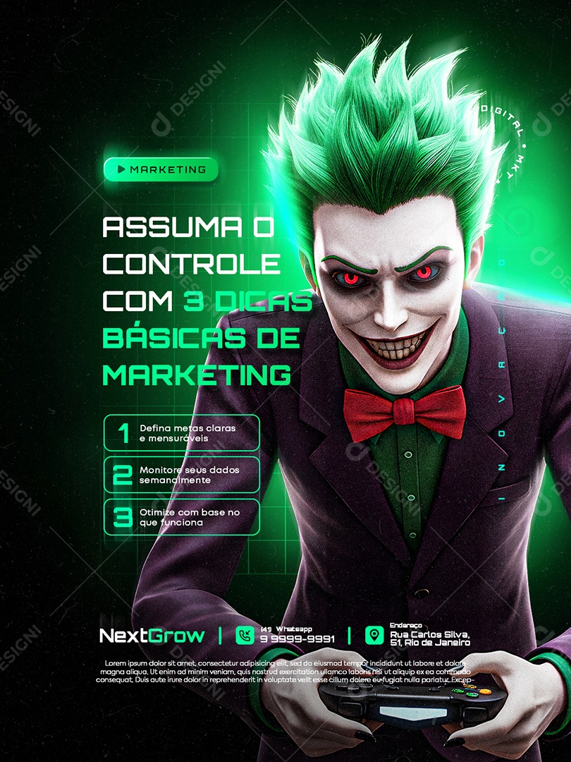 Marketing Digital Assuma o Controle Social Media PSD Editável