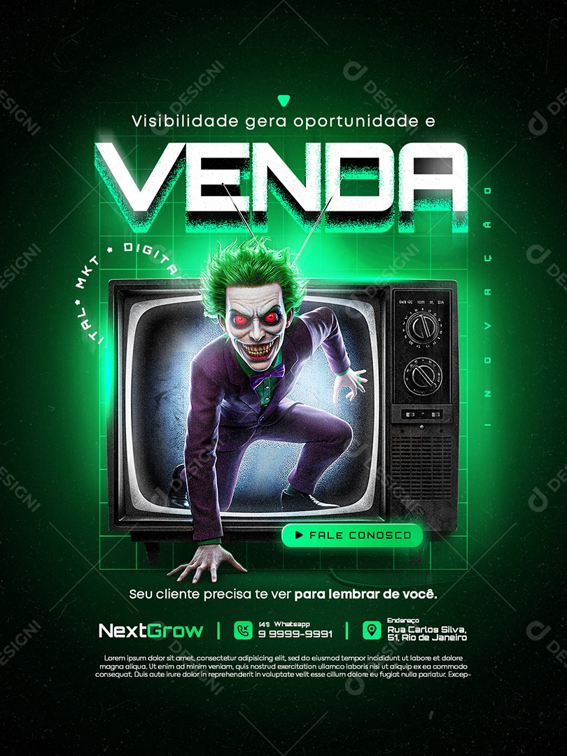 Marketing Digital Visibilidade Gera Oportunidade e Venda Social Media PSD Editável