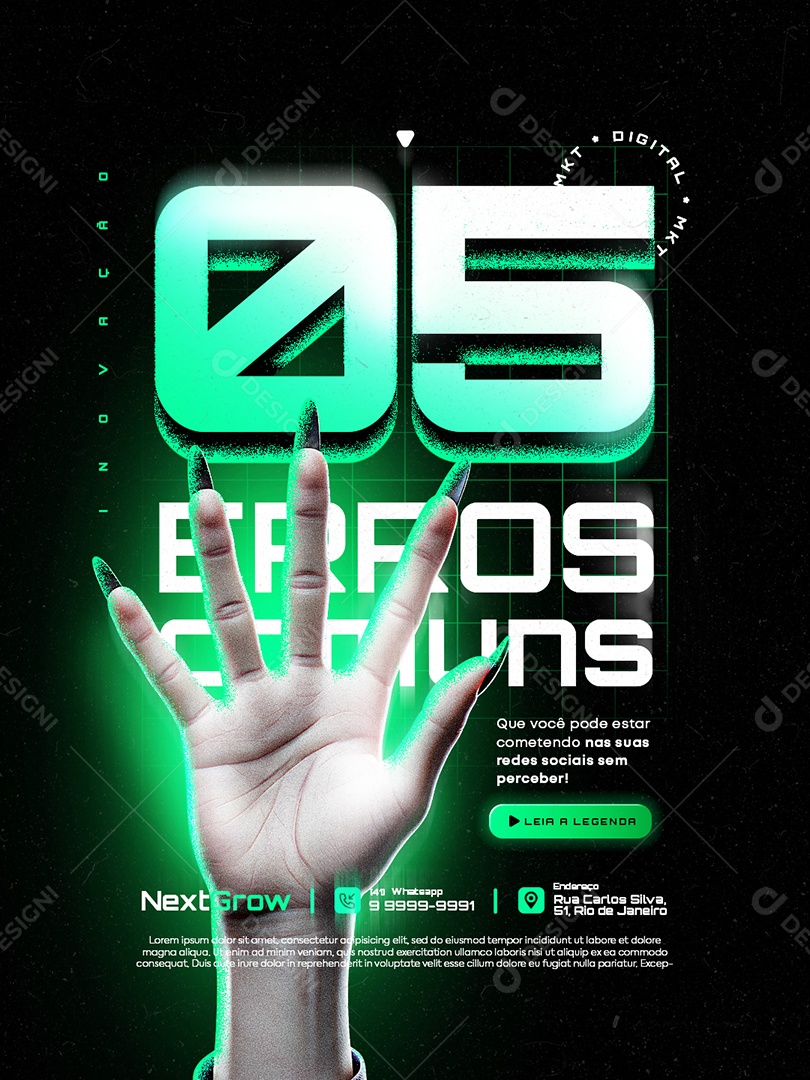 Marketing Digital Cinco Erros Comuns Social Media PSD Editável