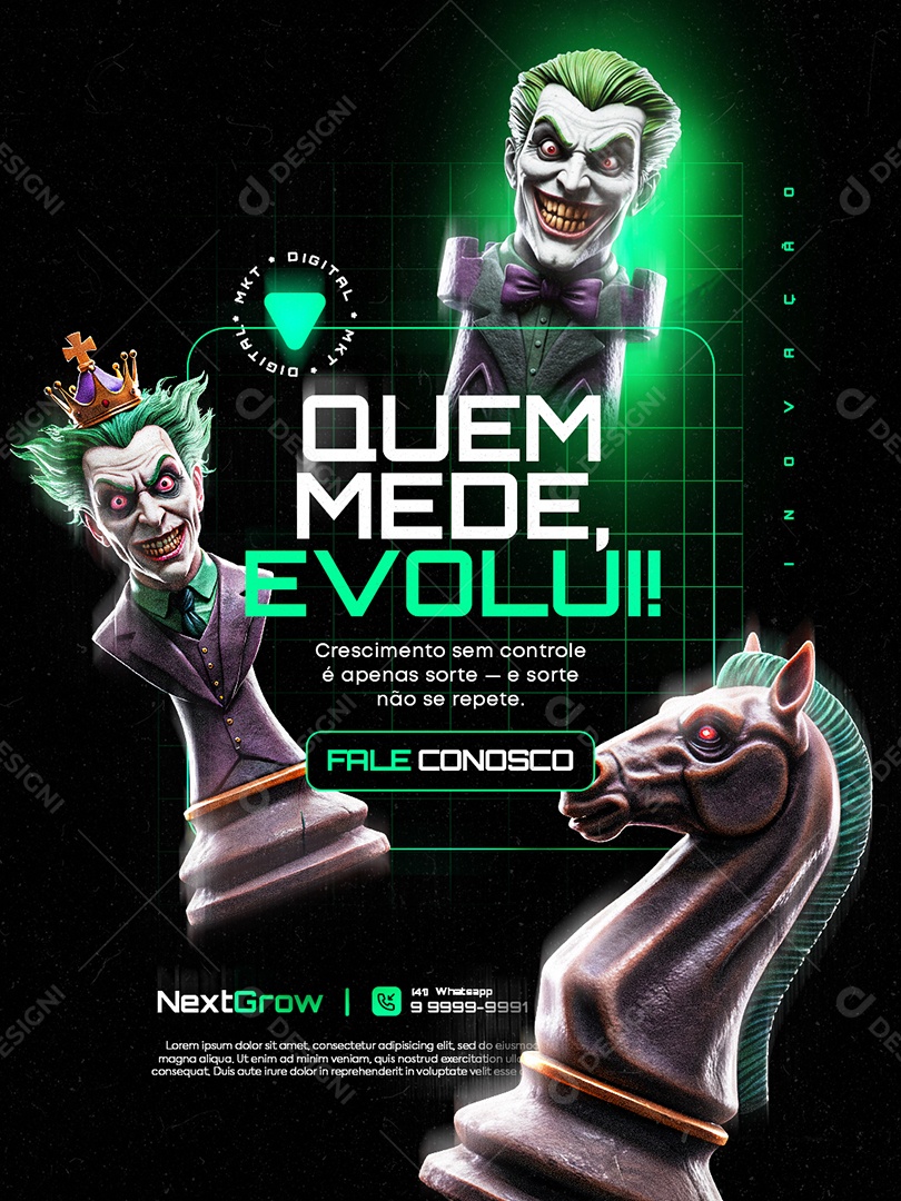 Marketing Digital Quem Mede Evolui Social Media PSD Editável