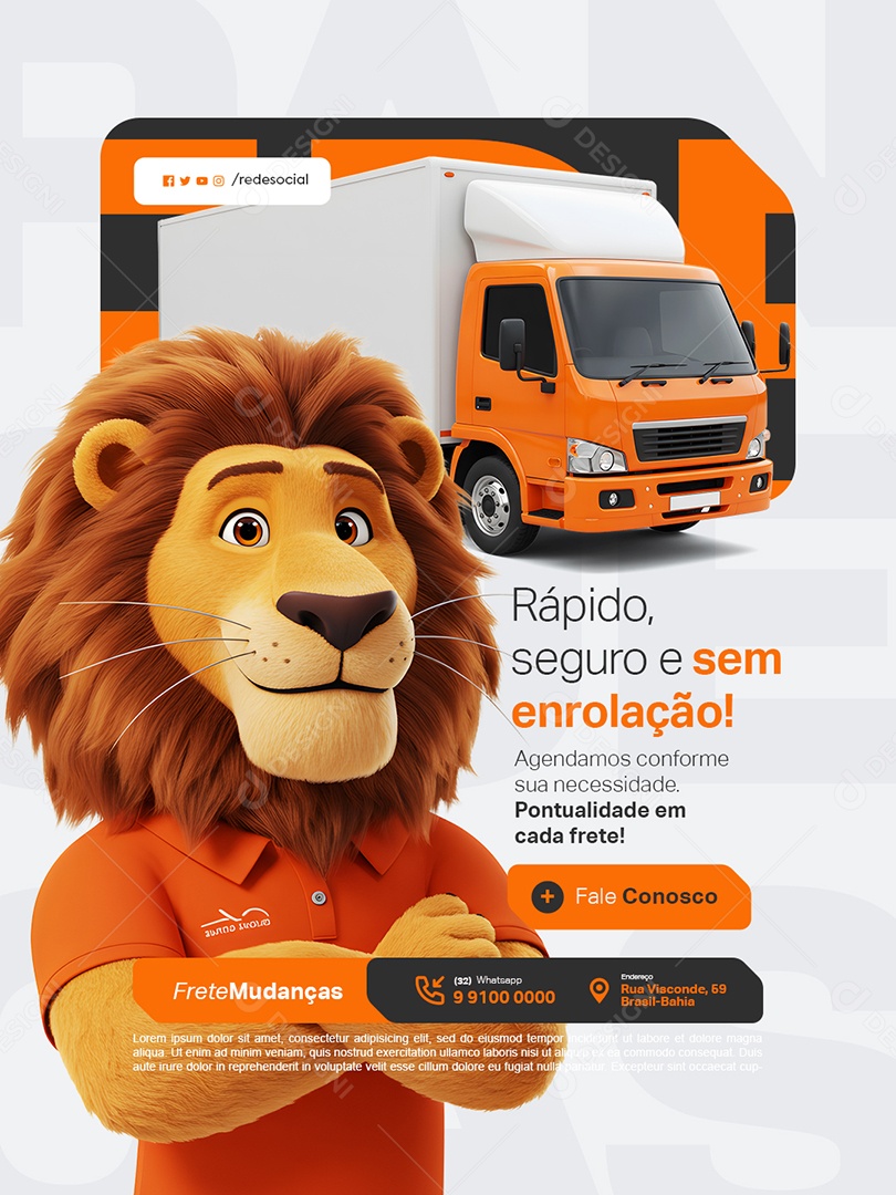 Frete Mudanças Rápido Seguro Social Media PSD Editável