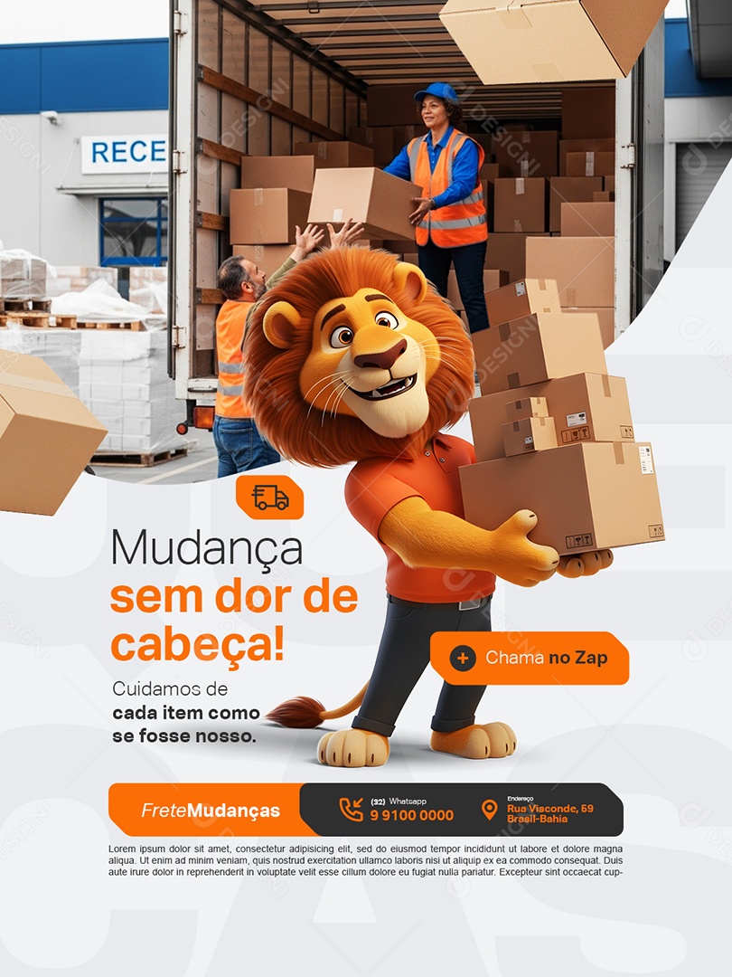 Frete Mudanças Sem Dor de Cabeça Social Media PSD Editável