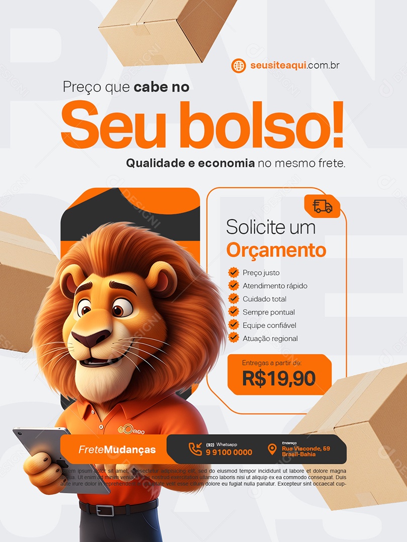 Frete Mudanças Preço Que Cabe no Seu Bolso Social Media PSD Editável