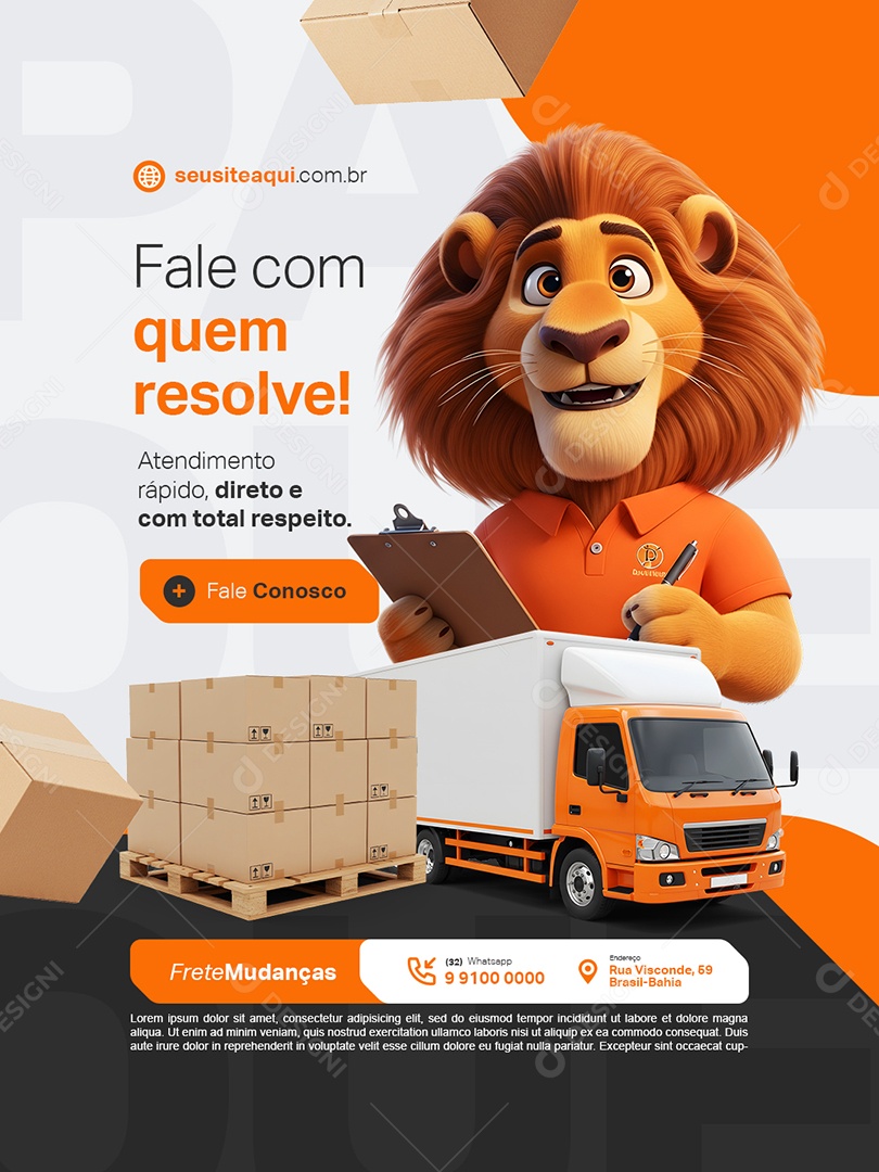 Frete Mudanças Fale com Quem Resolve Social Media PSD Editável