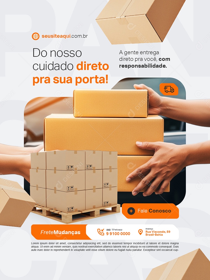 Frete Mudanças Do Nosso Cuidado Direto pra Sua Porta Social Media PSD Editável