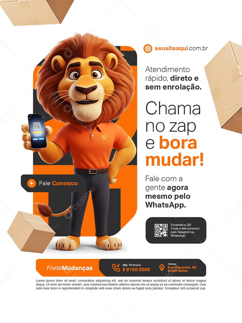 Frete Mudanças Chama no Zap e Bora Mudar Social Media PSD Editável