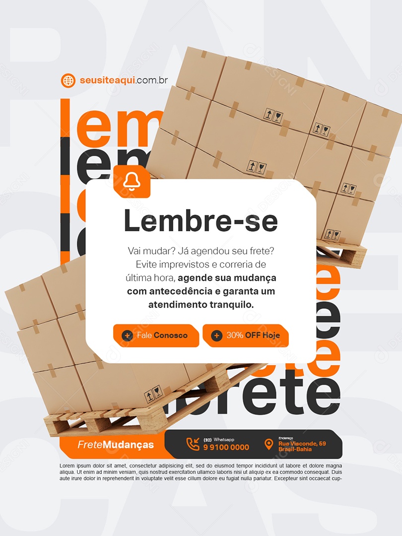 Frete Mudanças Lembrete Social Media PSD Editável