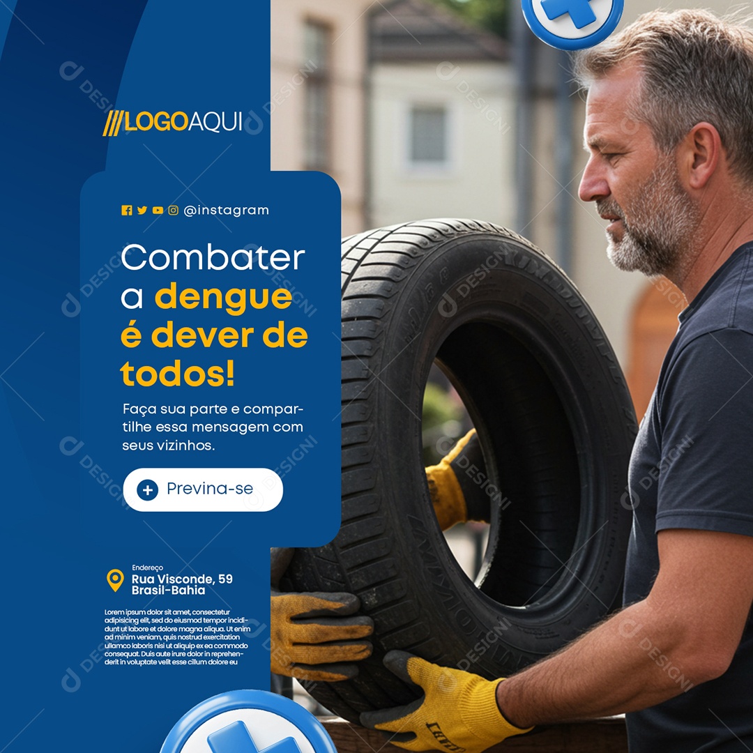 Prefeitura Combater a Dengue é Dever de Todos Social Media PSD Editável