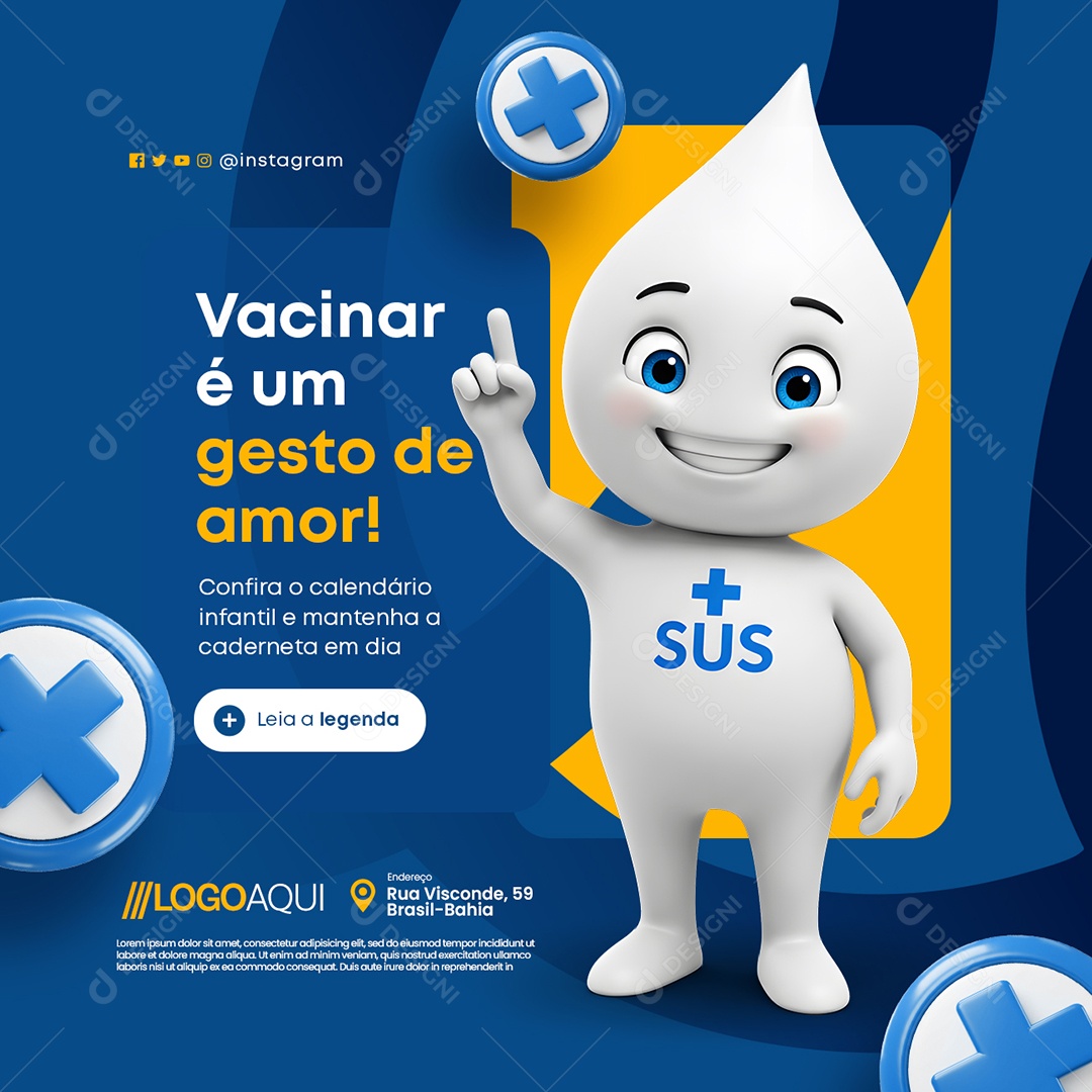 Prefeitura Vacinar é Um Gesto de Amor Social Media PSD Editável