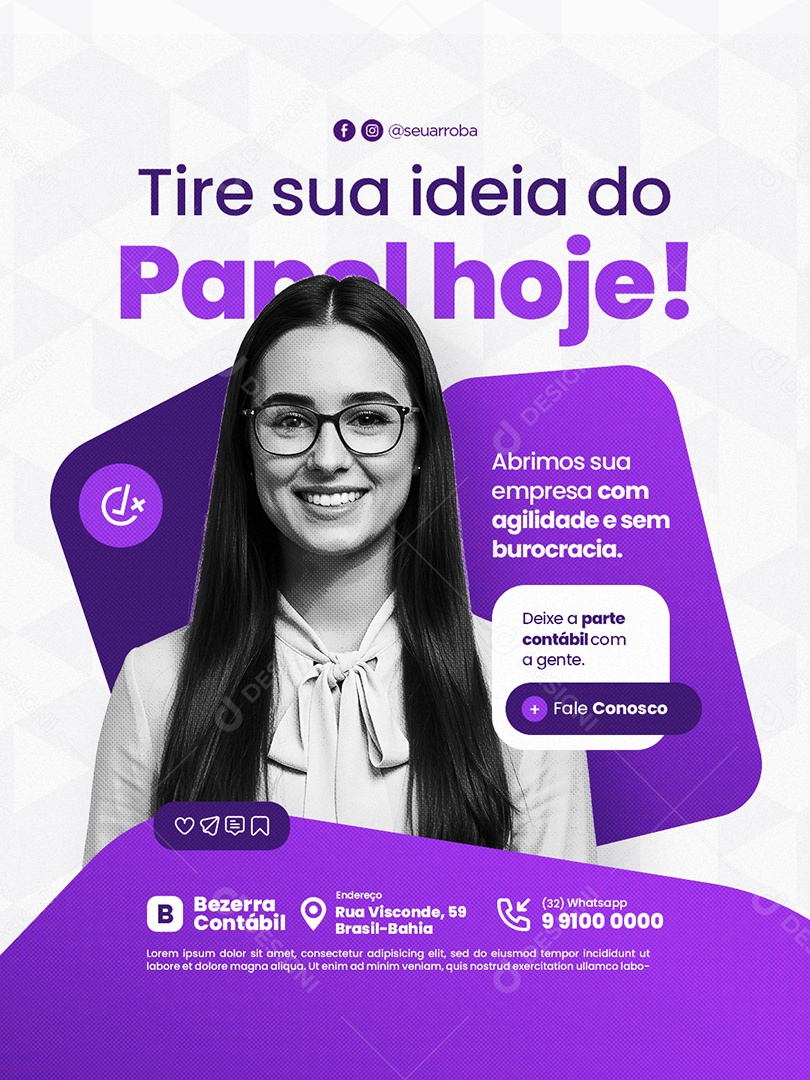 Contabilidade Tire sua Ideia do Papel Hoje Social Media PSD Editável