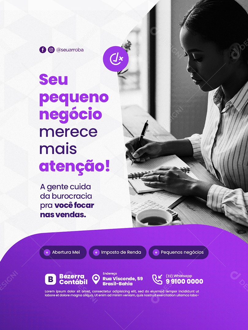 Contabilidade Seu Pequeno Negócio Merece Mais Atenção Social Media PSD Editável