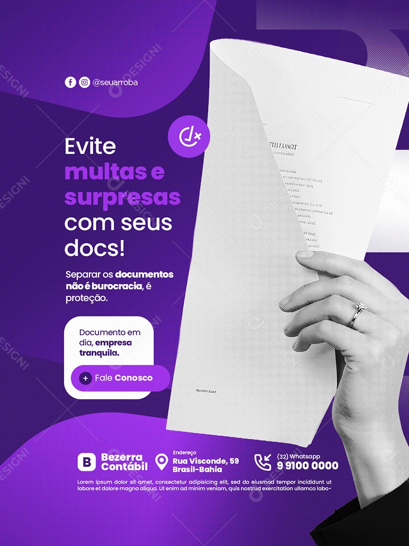 Contabilidade Evite Muitas e Surpresas com Seus Docs Social Media PSD Editável