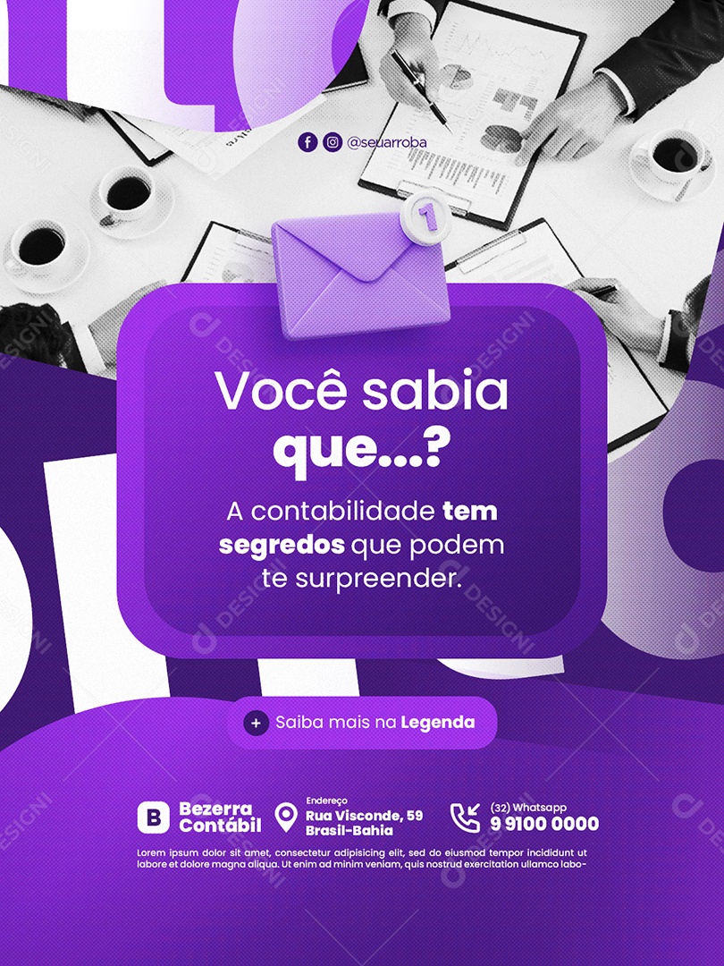 Contabilidade Você Sabia Social Media PSD Editável