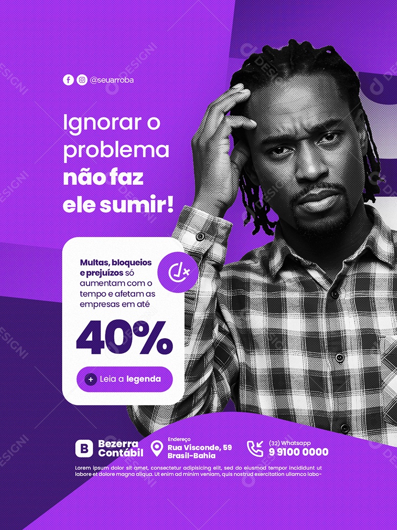 Contabilidade Ignorar o Problema Não Faz Ele Sumir Social Media PSD Editável