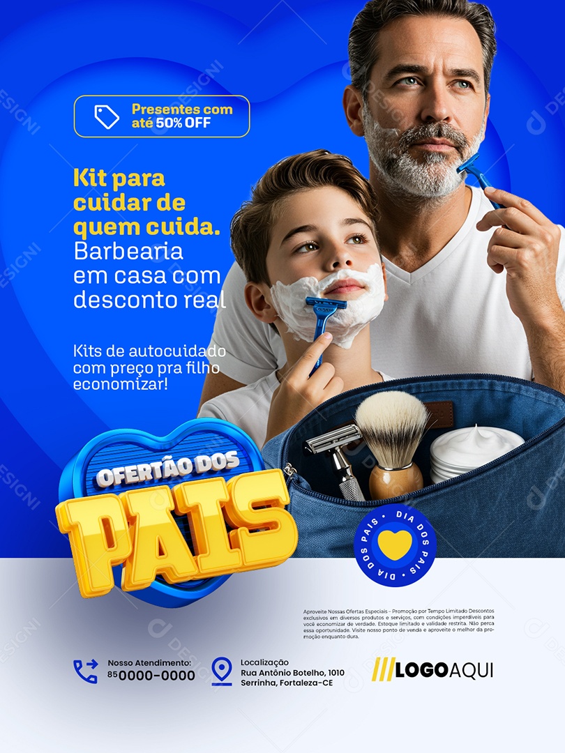 Ofertão dos Pais Lojas Kit Barbearia em Casa Social Media PSD Editável