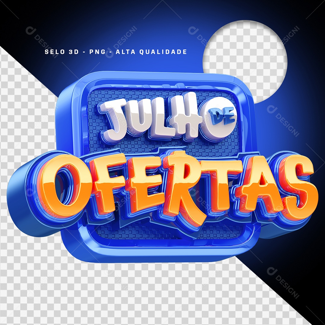 Julho de Ofertas Selo 3D para Composição PSD
