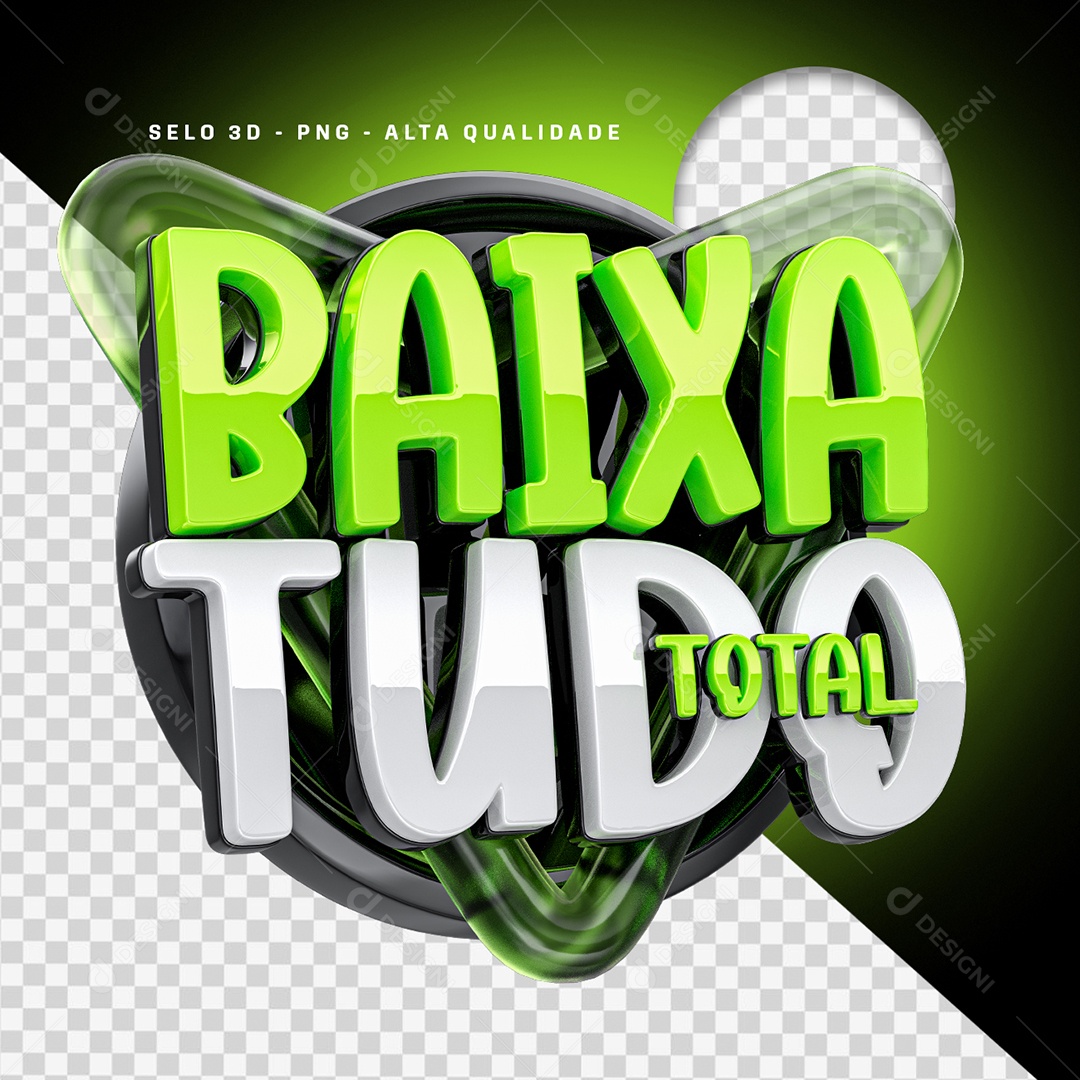 Baixa Tudo Total Selo 3D para Composição PSD