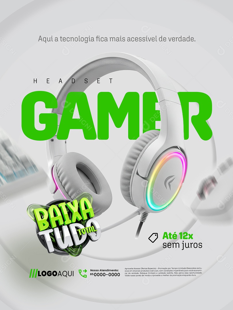 Baixa Tudo Total Loja de Games Headset Gamer Social Media PSD Editável