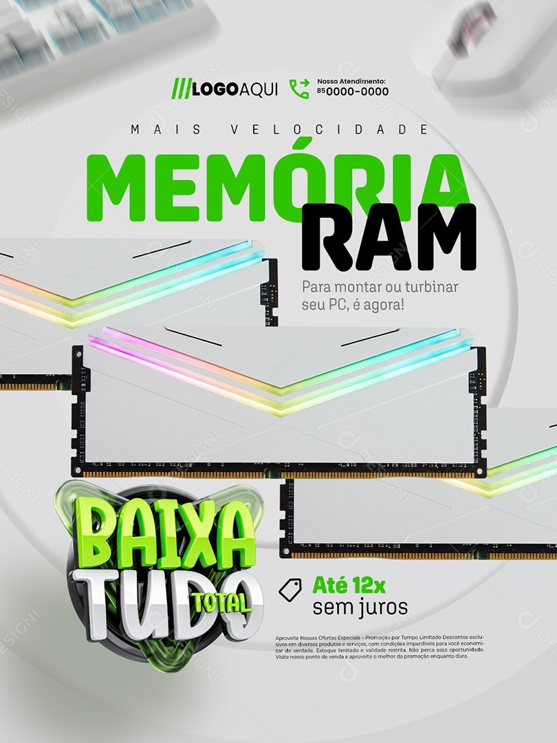 Baixa Tudo Total Loja de Games Memória Ram Social Media PSD Editável