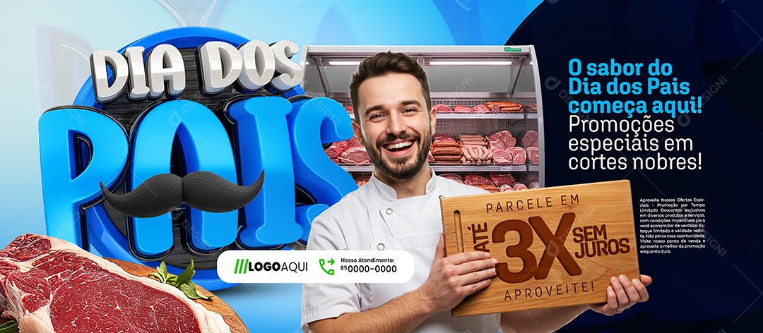 Banner Dia dos Pais Açougue Promoções Especiais Social Media PSD Editável