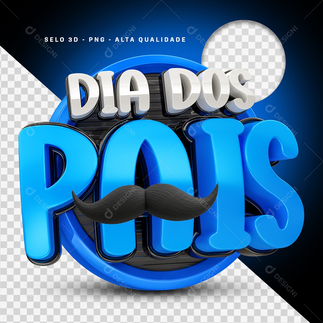 Dia dos Pais Selo 3D para Composição PSD