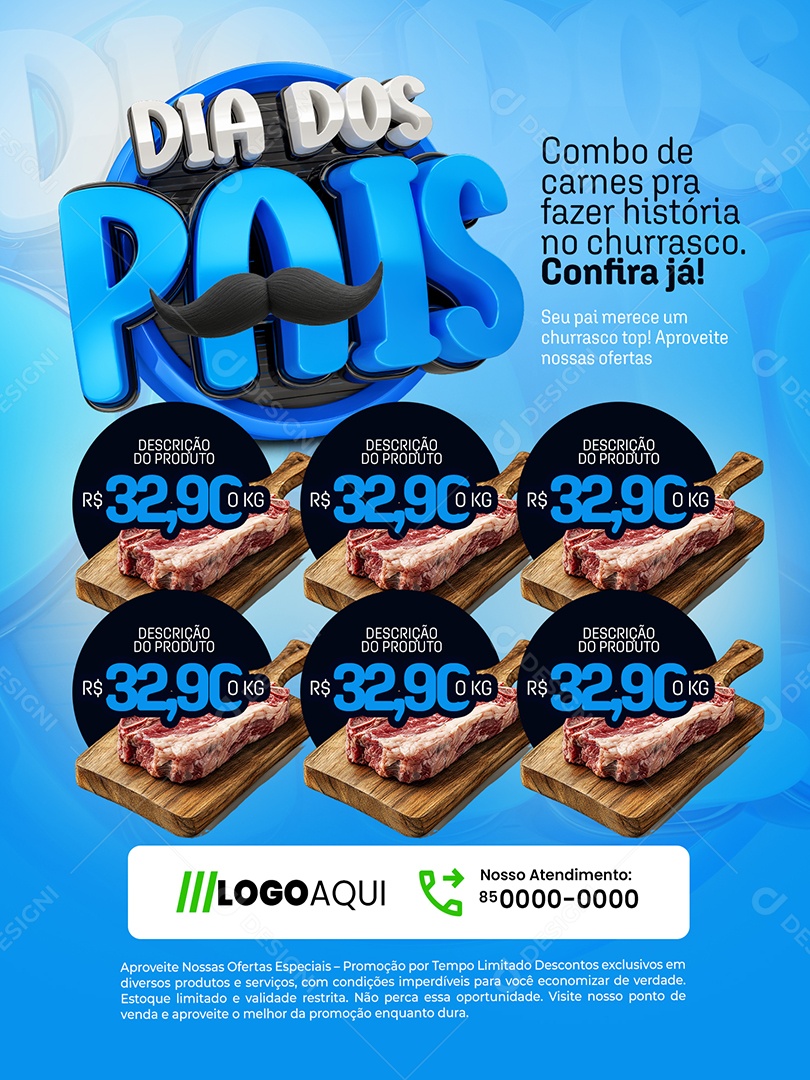 Dia dos Pais Açougue Encarte Combo de Carnes Social Media PSD Editável