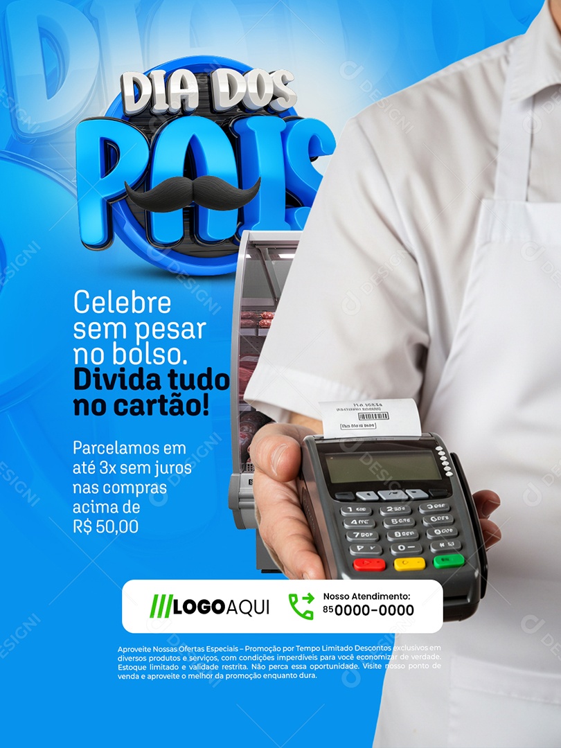 Dia dos Pais Açougue Parcelamos em Até 3x Social Media PSD Editável