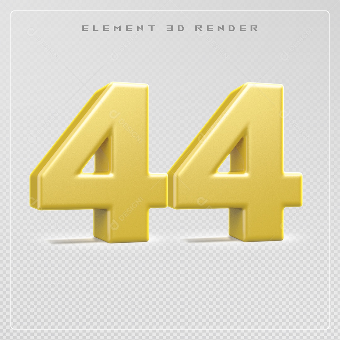 Elemento 3D Número 28 Dourado para Composição PSD