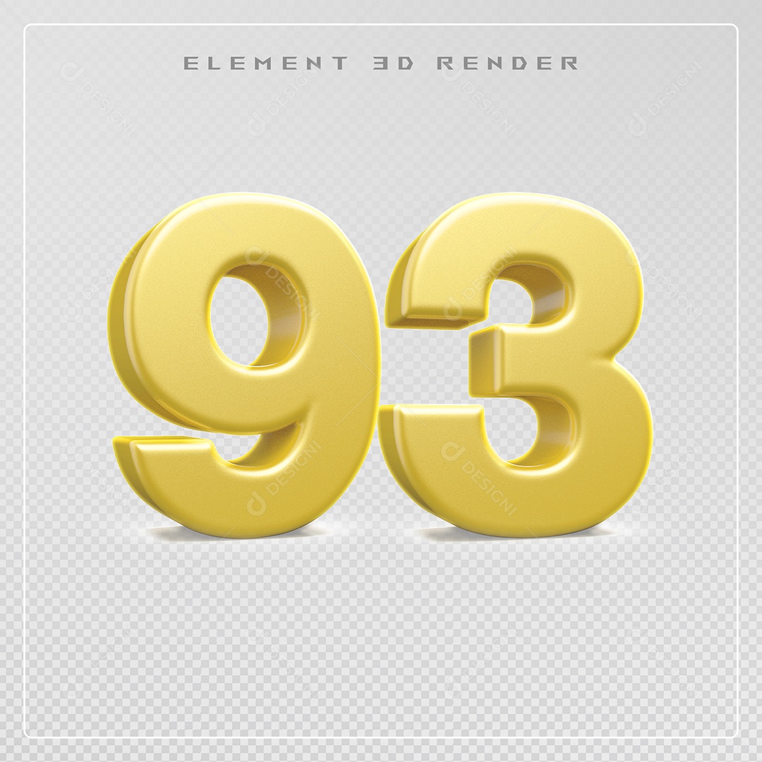 Elemento 3D Número  Dourado para Composição PSD