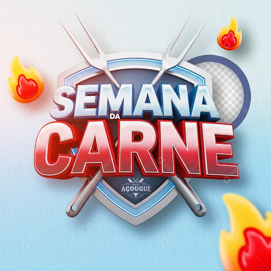 Selo 3D Semana da Carne para Composição PSD