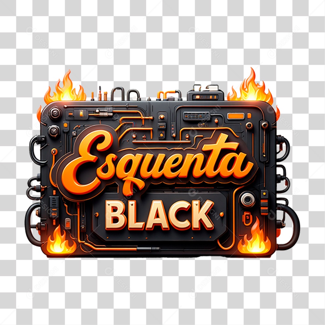Selo 3D Esquenta Black Friday Para Composição PNG Transparente