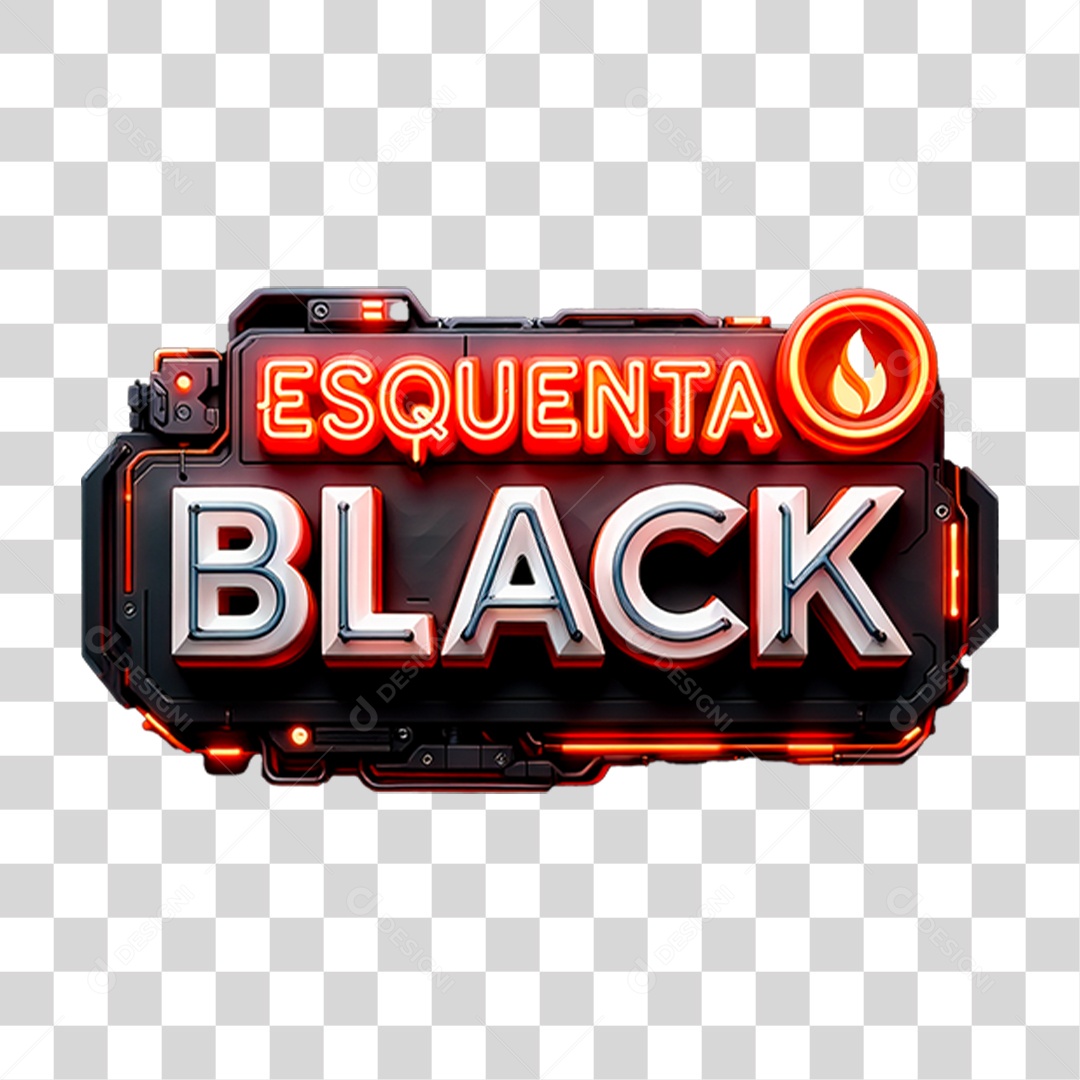 Selo 3D Esquenta Black Friday Para Composição PNG Transparente