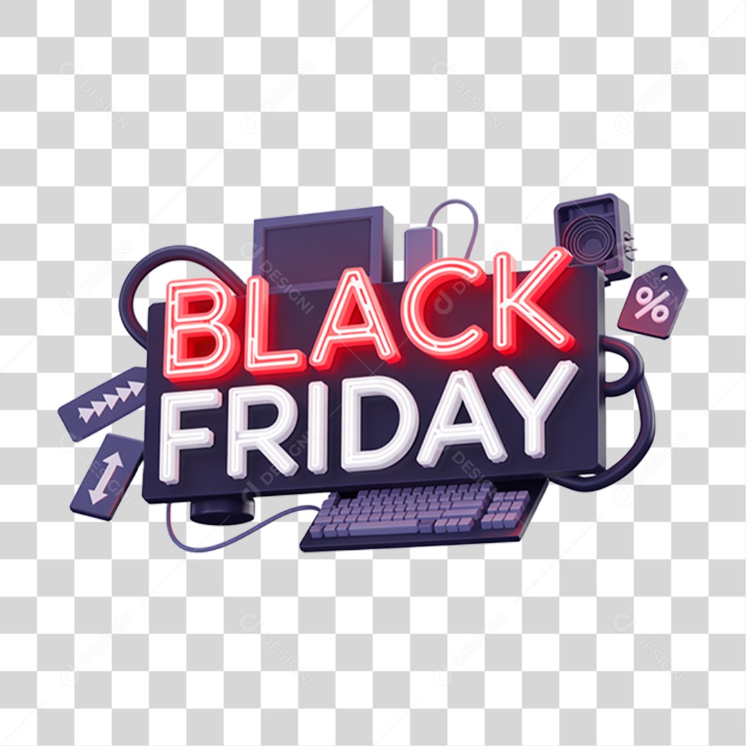 Selo 3D Esquenta Black Friday Para Composição PNG Transparente