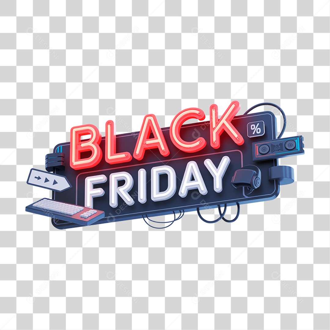 Selo 3D Esquenta Black Friday Para Composição PNG Transparente