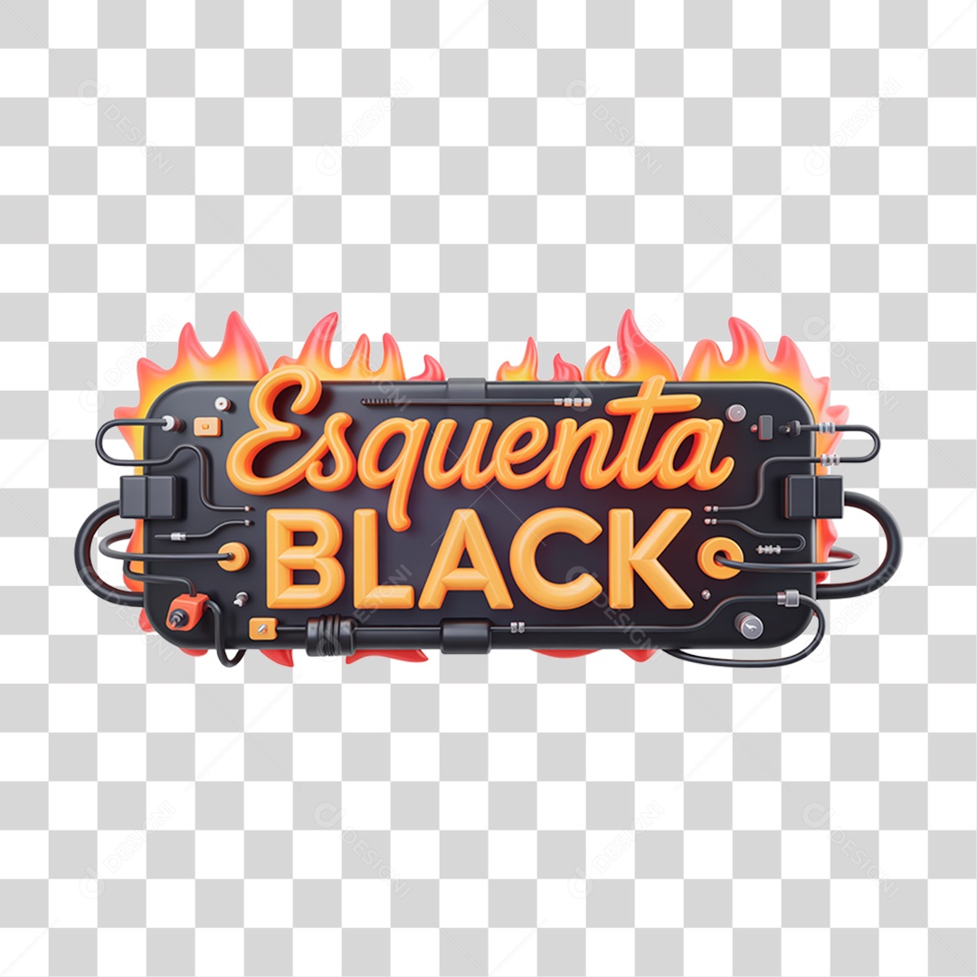 Selo 3D Esquenta Black Friday Para Composição PNG Transparente