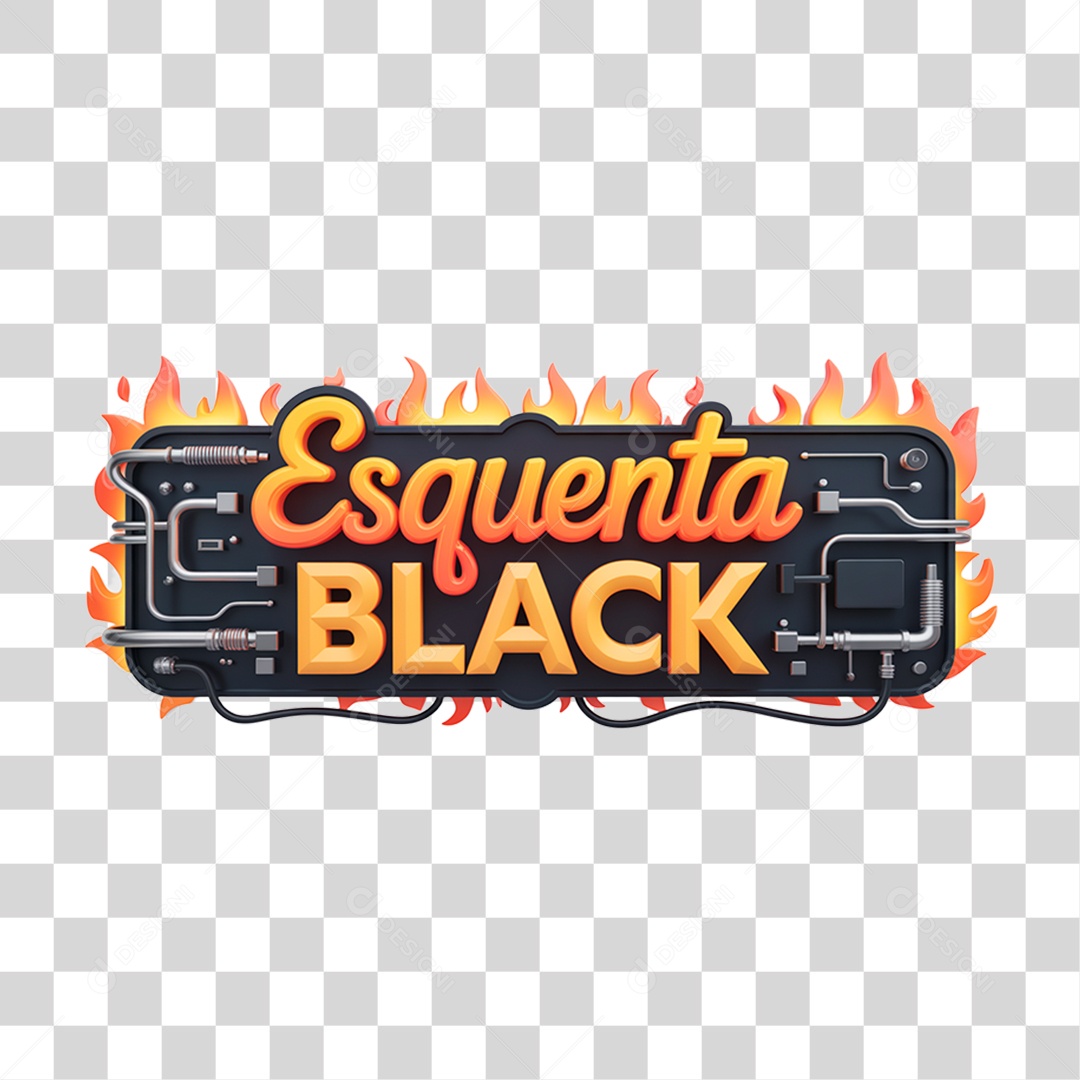 Selo 3D Esquenta Black Friday Para Composição PNG Transparente