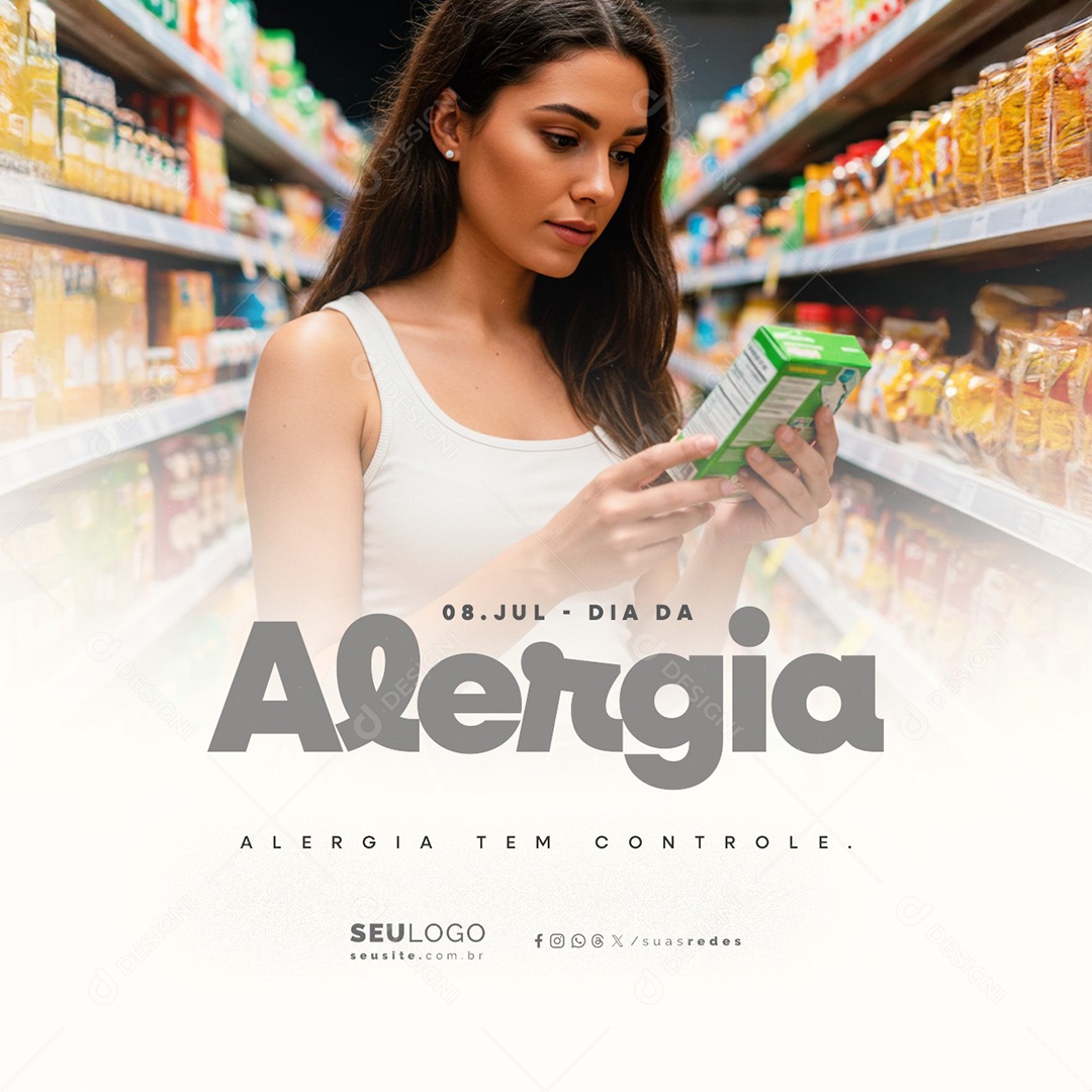Dia da Alergia 08 deJulho Social Media PSD Editável