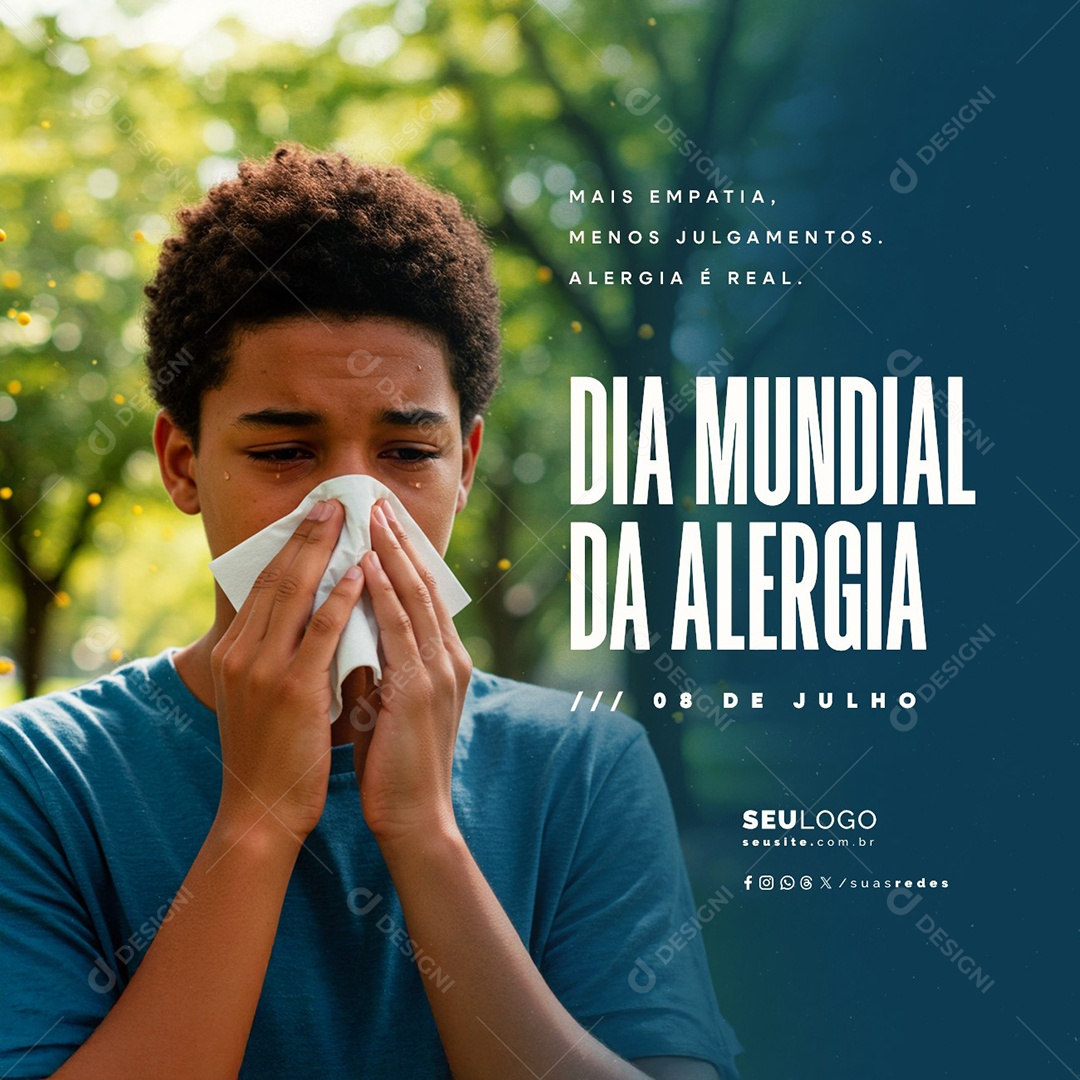 Dia Mundial da Alergia 08 deJulho Social Media PSD Editável