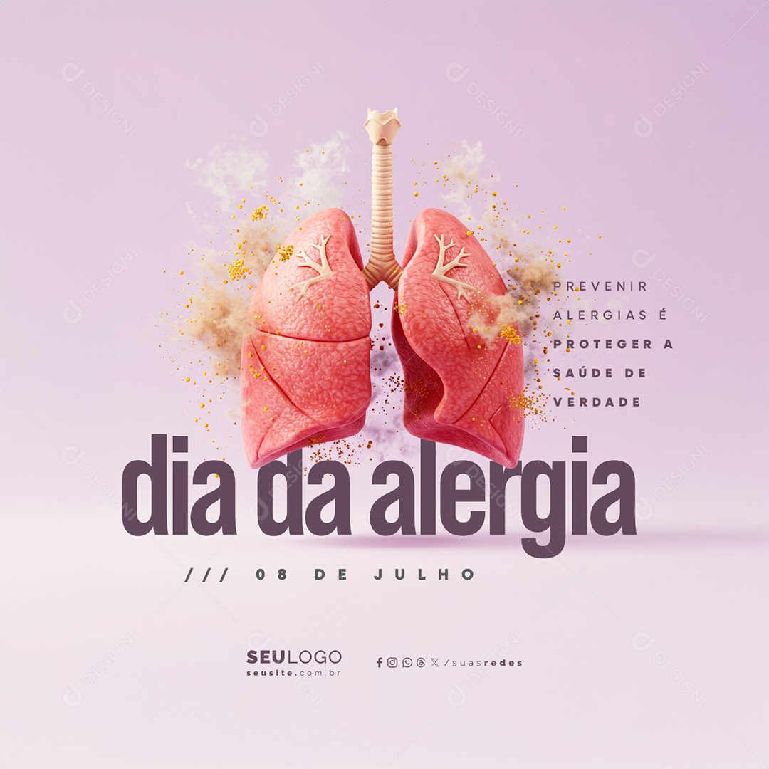 Dia da Alergia 08 deJulho Social Media PSD Editável