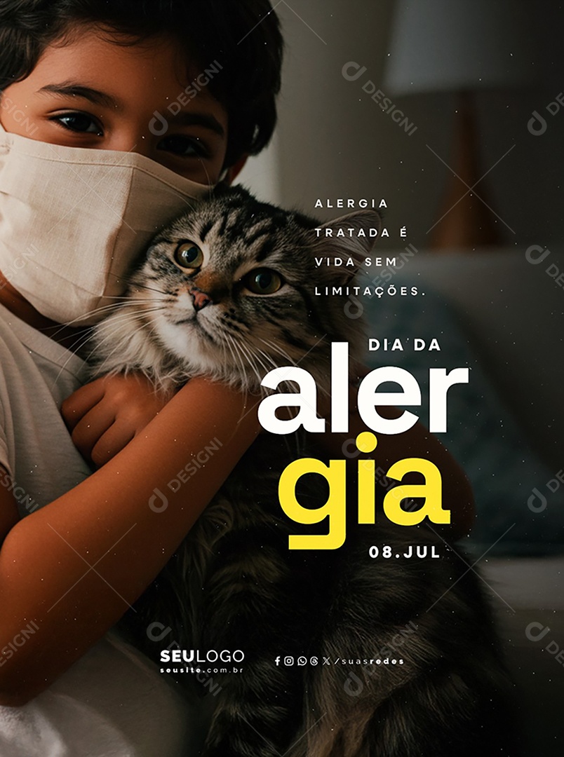 Dia da Alergia 08 deJulho Social Media PSD Editável