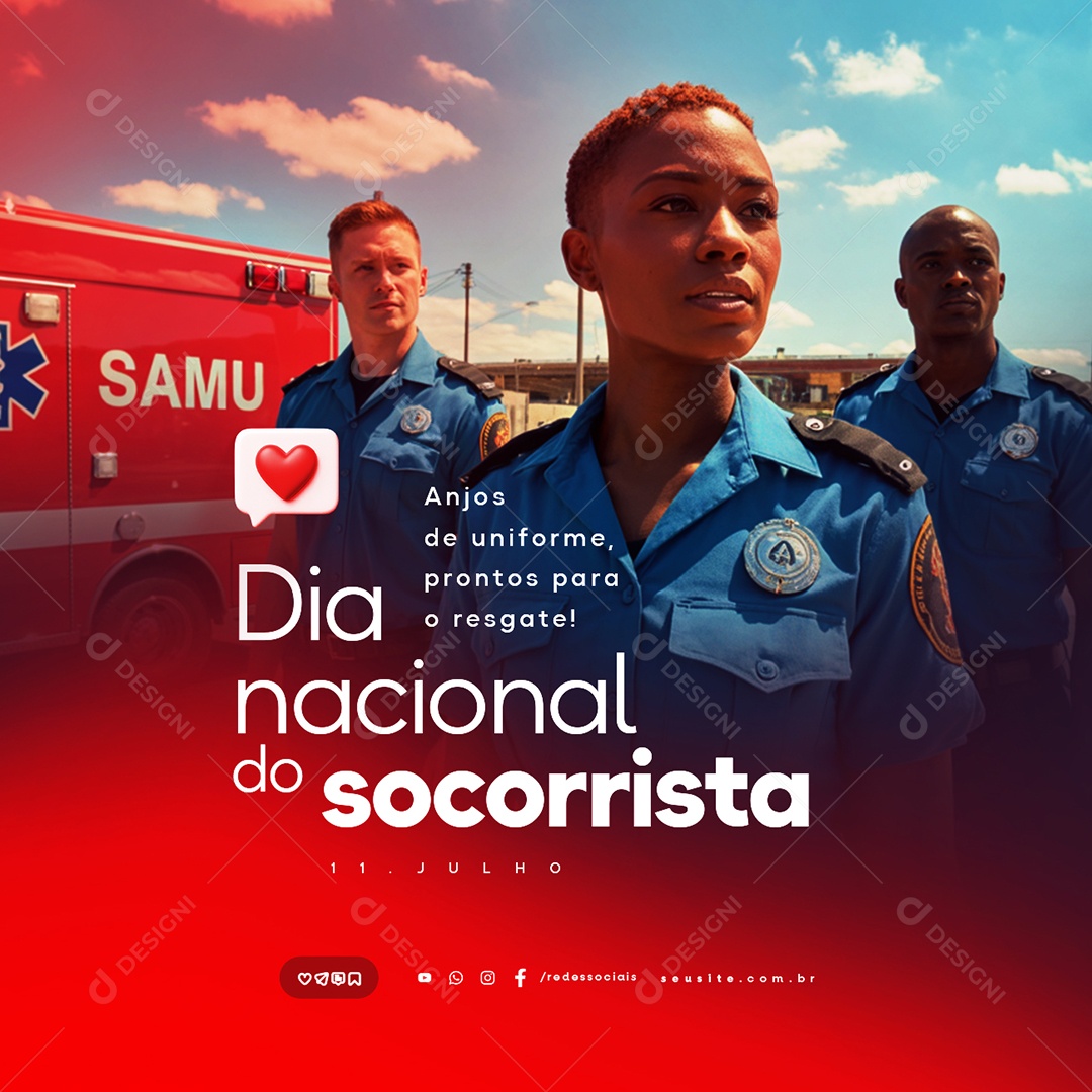 Dia Nacional do Socorrista 11 de Julho Social Media PSD Editável