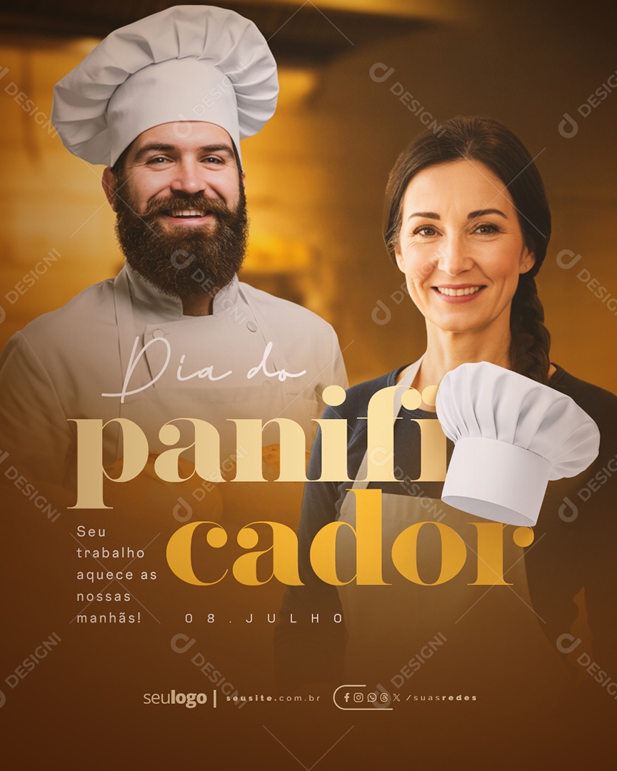 Dia do Panificador 08 de Julho Social Media PSD Editável