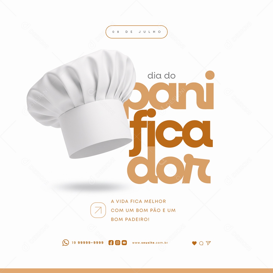 Dia do Panificador 08 de Julho Social Media PSD Editável